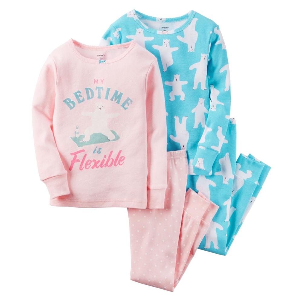 Carter's 4pc Girl's Cotton Pajamas Long‎ Sleeve